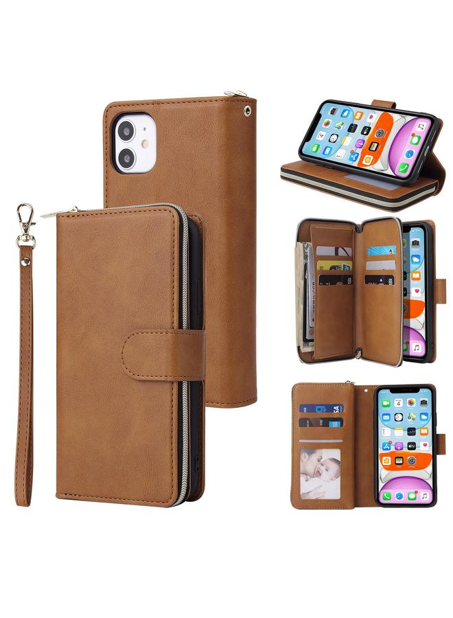 Zaboon Case For iPhone 11 Pro Max Zipper Wallet Bag Horizontal Flip PU Leather Case with Holder & 9 Card Slots & Wallet & Lanyard & Photo Frame - Image 1