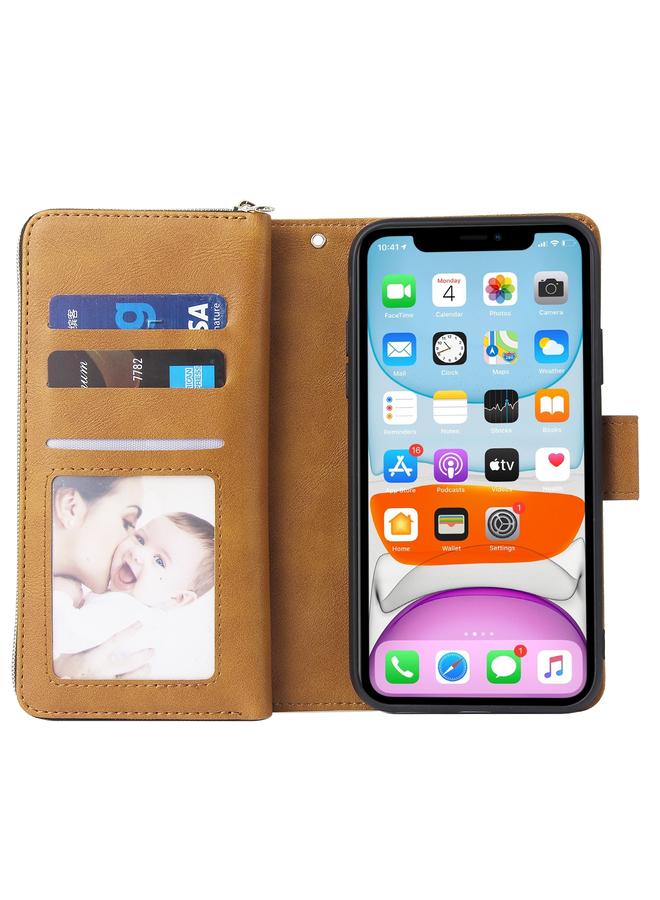 Zaboon Case For iPhone 11 Pro Max Zipper Wallet Bag Horizontal Flip PU Leather Case with Holder & 9 Card Slots & Wallet & Lanyard & Photo Frame - Image 4