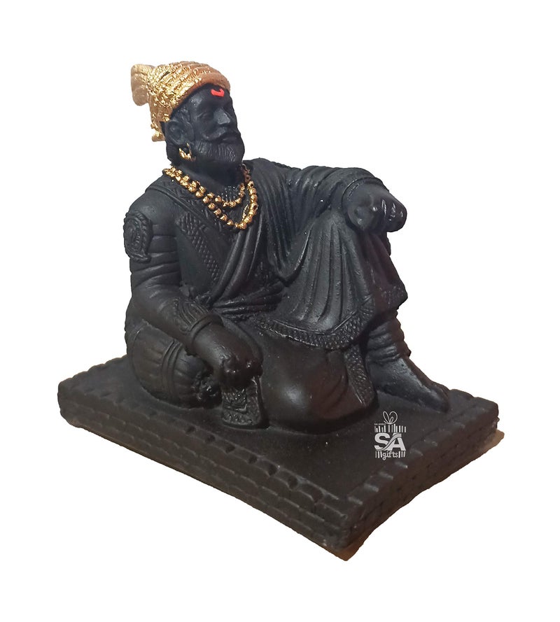 Sai Amrut Stone Chhatrapati Shivaji Maharaj Statue, Standard, Brown - Image 5