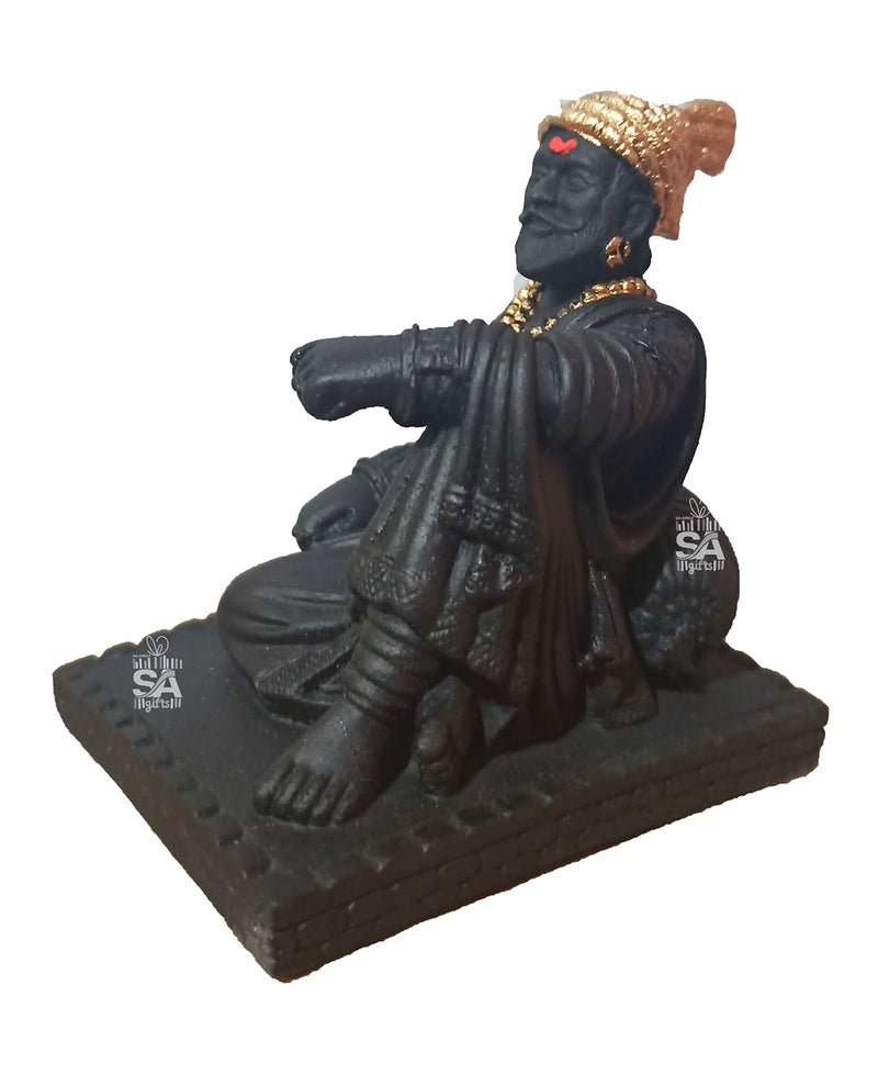 Sai Amrut Stone Chhatrapati Shivaji Maharaj Statue, Standard, Brown - Image 2