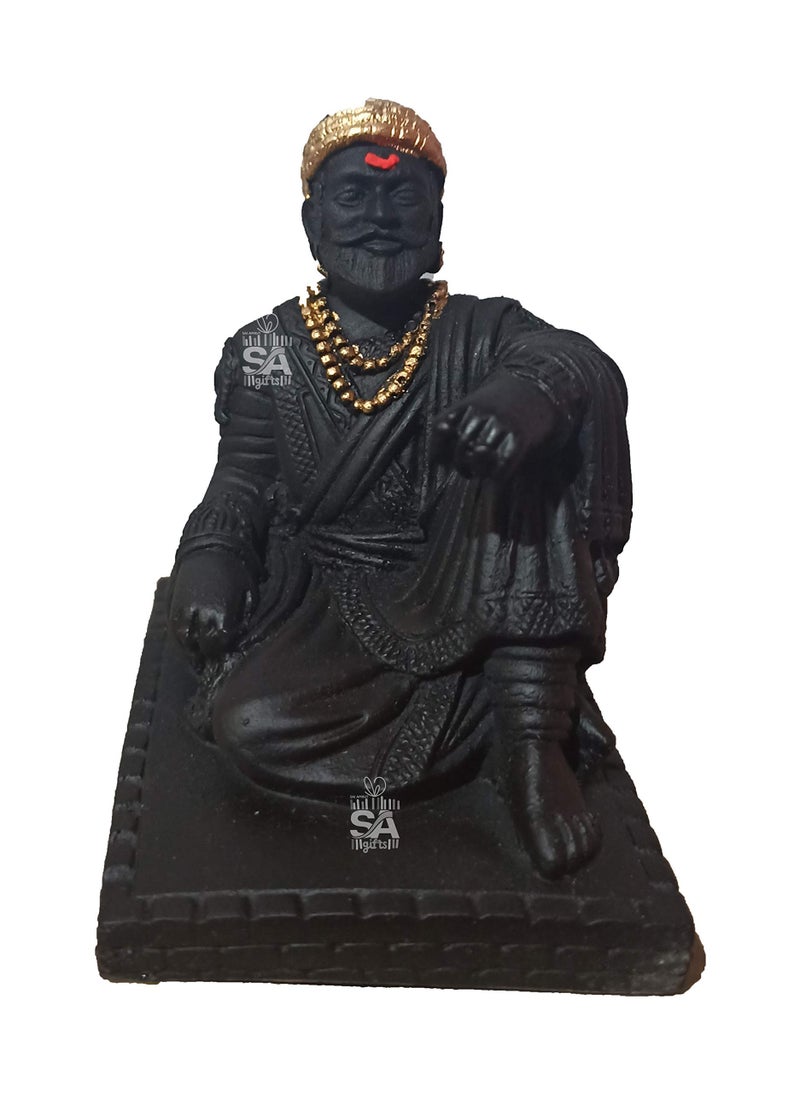 Sai Amrut Stone Chhatrapati Shivaji Maharaj Statue, Standard, Brown - Image 3