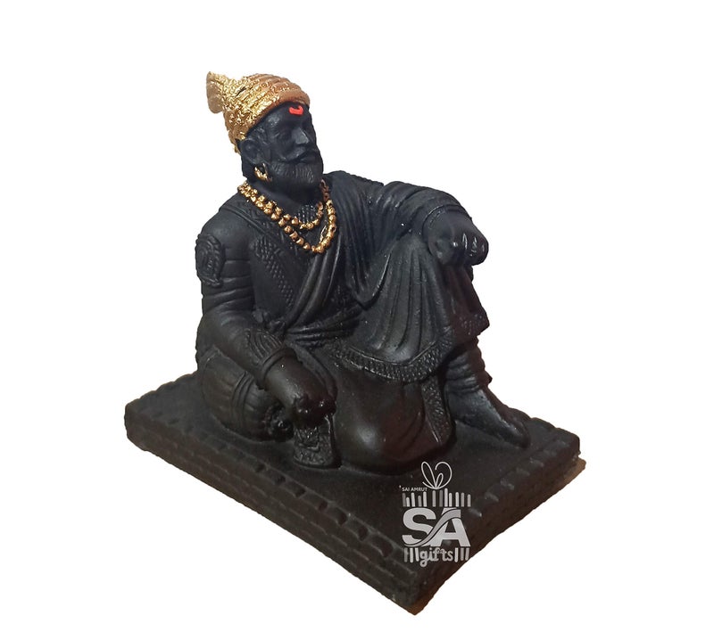 Sai Amrut Stone Chhatrapati Shivaji Maharaj Statue, Standard, Brown - Image 4