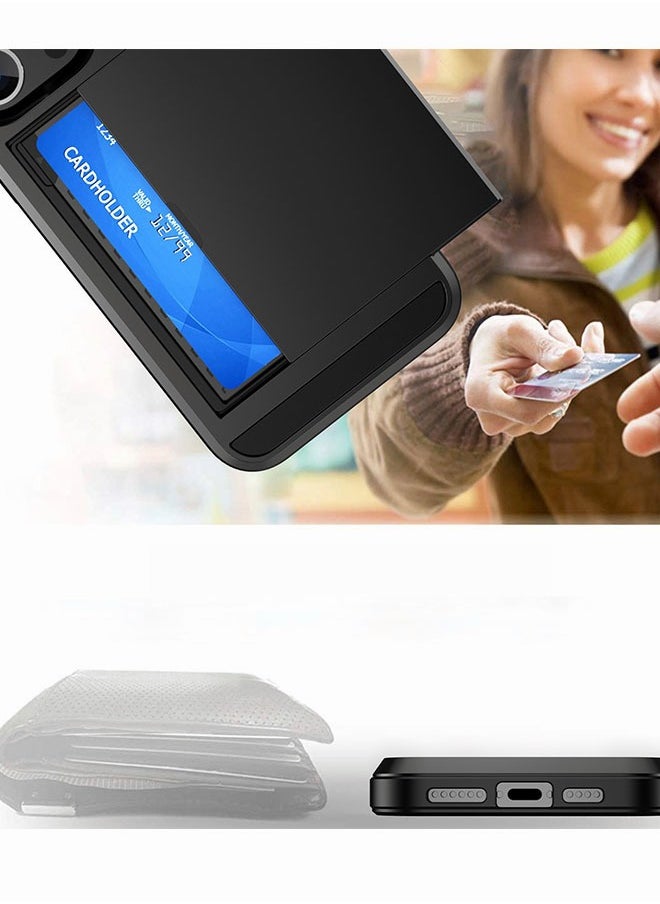 Motim - iPhone 14 Pro Max Wallet Case Cover with Card Holder, Phone Case with Back Wallet to Hold Card, Double Layer Shockproof Hard Protective Case - Image 1