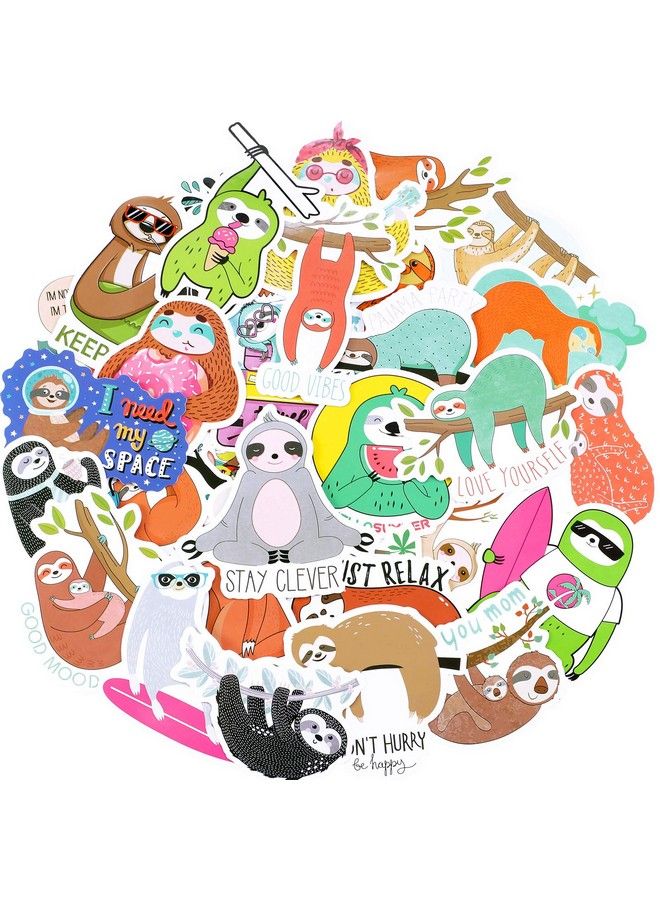 Zonon 100 Pieces Sloth Stickers For Water Bottles Waterproof Cute Vinyl Stickers Sloth Laptop Stickers Sloth Decals Cartoon Animal Decorative Stickers For Computer Luggage Refrigerator Guitar Diy Craft  - Image 1