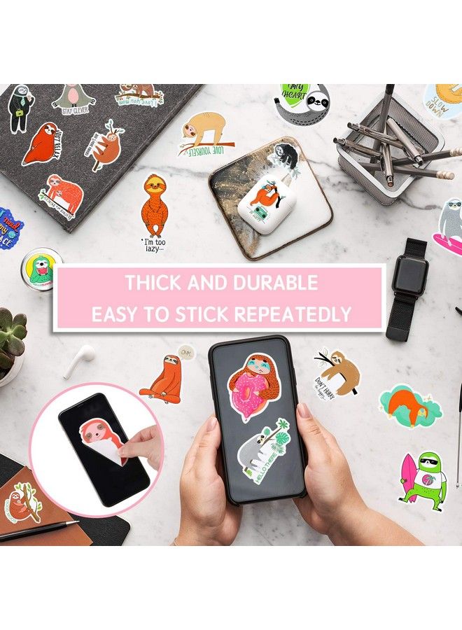 Zonon 100 Pieces Sloth Stickers For Water Bottles Waterproof Cute Vinyl Stickers Sloth Laptop Stickers Sloth Decals Cartoon Animal Decorative Stickers For Computer Luggage Refrigerator Guitar Diy Craft  - Image 4
