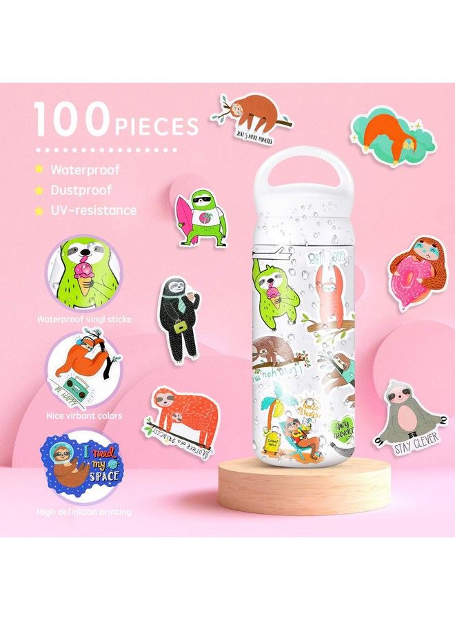 Zonon 100 Pieces Sloth Stickers For Water Bottles Waterproof Cute Vinyl Stickers Sloth Laptop Stickers Sloth Decals Cartoon Animal Decorative Stickers For Computer Luggage Refrigerator Guitar Diy Craft  - Image 3