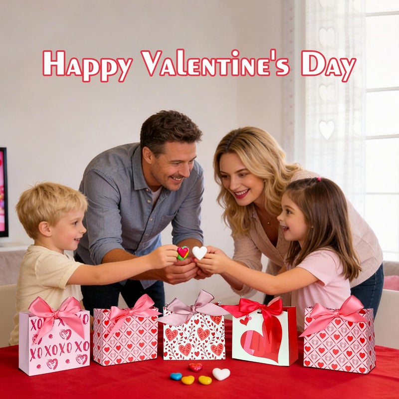 Nimbbex 24 Pack Small Valentine Gift Bags With Ribbons, 4.5" X 4" X 2" Mini Valentines Bags for Class, Weddings, Holidays, and Parties - Image 3