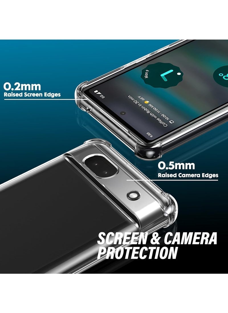 TIGER Case for Google Pixel 6A Phone case, with 1 Piece Screen Protector, TPU Bumper Shockproof Silicone Fullbody Protective Case Cover for Google Pixel 6A, Transparent - Image 2