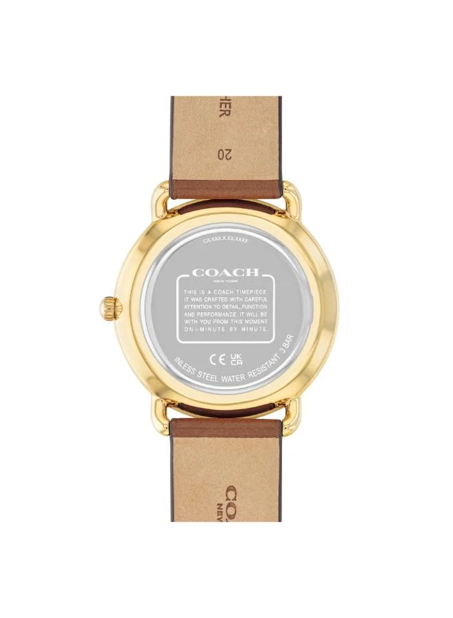 Coach  Men's Quartz Watch, Gold Dial, Tan Leather Strap for Men | Best Price UAE