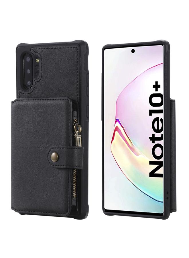 S-TOP Case For Galaxy Note 10 Plus Zipper Shockproof Protective Case with Card Slots & Bracket & Photo Holder & Wallet Function - Image 1
