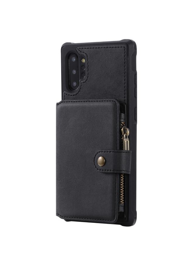 S-TOP Case For Galaxy Note 10 Plus Zipper Shockproof Protective Case with Card Slots & Bracket & Photo Holder & Wallet Function - Image 2