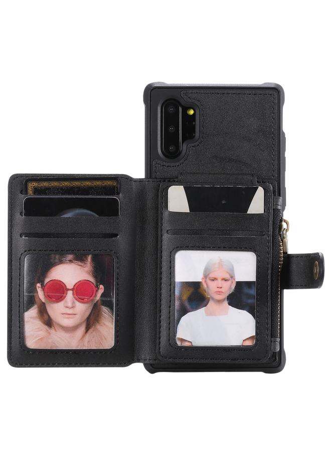 S-TOP Case For Galaxy Note 10 Plus Zipper Shockproof Protective Case with Card Slots & Bracket & Photo Holder & Wallet Function - Image 4