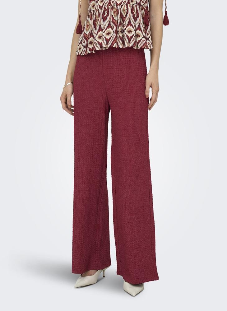 ONLY High-Waist Wide Crinkle Pants - Image 1