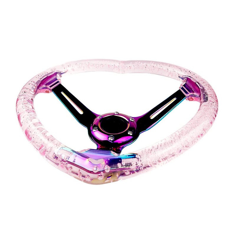 idain Universal Acrylic Racing Steering Wheel Heart-Shaped Design Steering Wheel Fit for Most vehicle,Racing car,RZR,Club Car (Pink) - Image 2