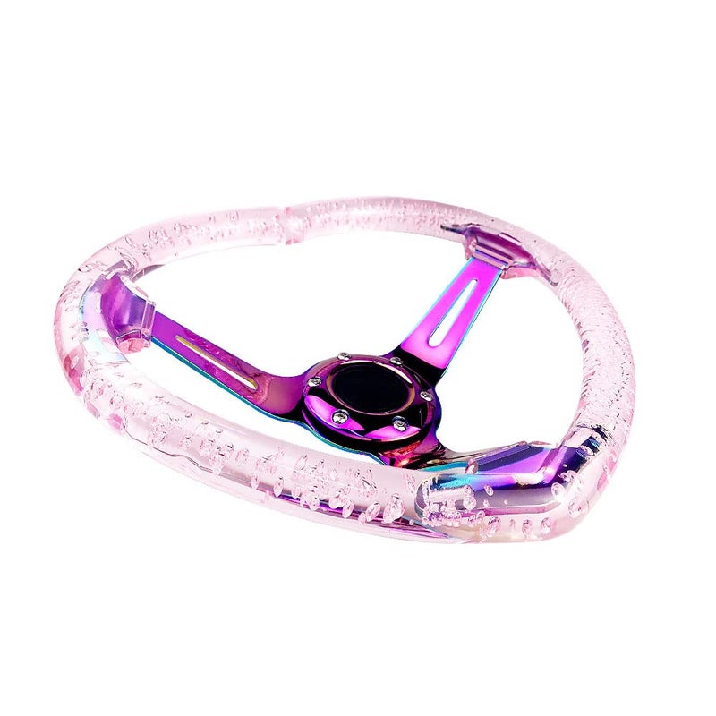 idain Universal Acrylic Racing Steering Wheel Heart-Shaped Design Steering Wheel Fit for Most vehicle,Racing car,RZR,Club Car (Pink) - Image 3