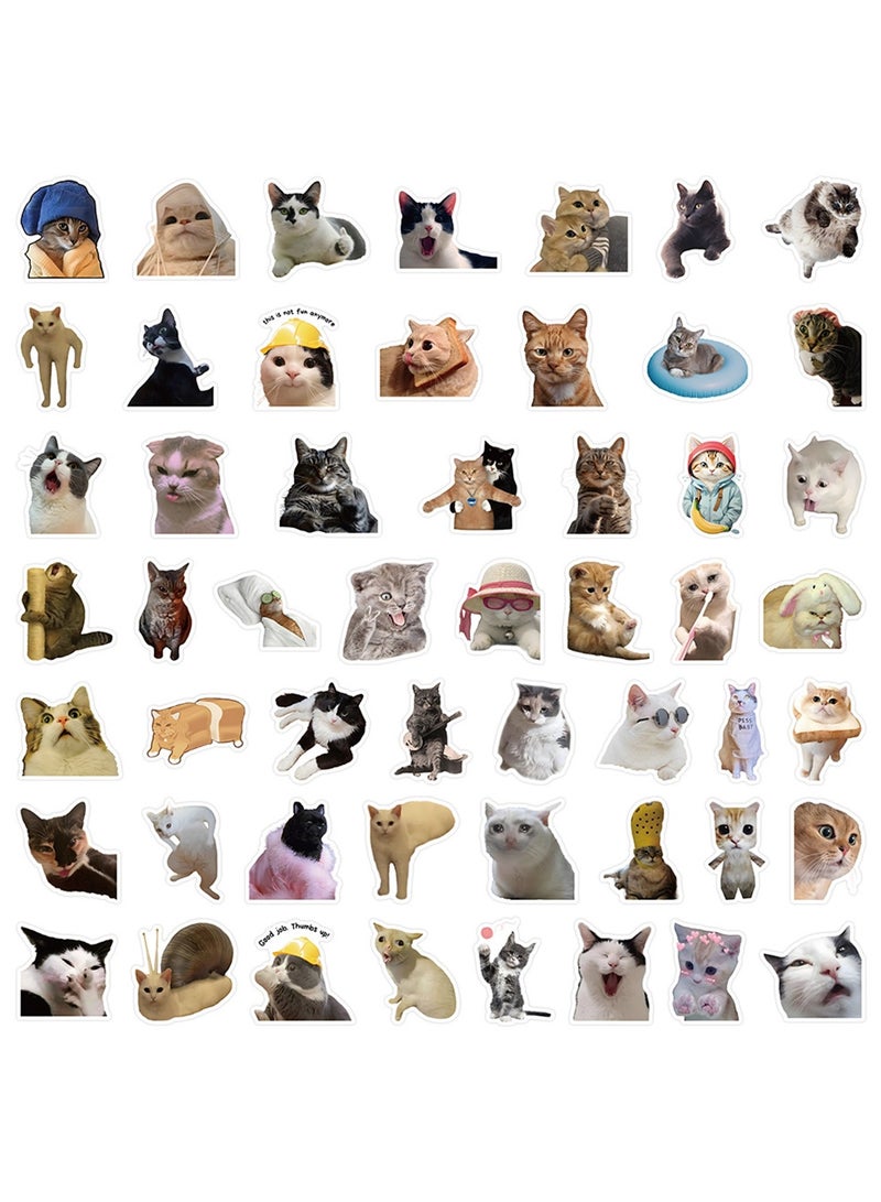 53Pcs Cute Cat Meme Stickers, Funny Kitten Stickers for Journaling Laptop Scrapbook Water Bottles Guitar Suitcase, Waterproof Vinyl Decals for Teens Adults Kids Boys Girls Gift  - Image 3