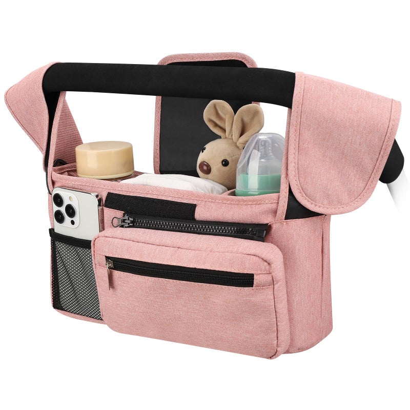 Accmor Universal Stroller Organizer with Insulated Cup Holder Detachable Phone Bag and Shoulder Strap, Stroller Bag Caddy Organizer Accessories Fits for Uppababy, Baby Jogger, Britax Strollers - Image 1