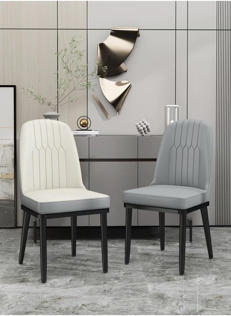 Dining Chair with PU Leather Soft Chairs and Backrest Kitchen Chairs with Solid Metal Legs for Living Room Lounge Home Grey - pzsku/Z09B14659FEBF79731458Z/45/_/1729072763/e39ffaa9-51ab-4fed-ac3c-dc9190af3b14