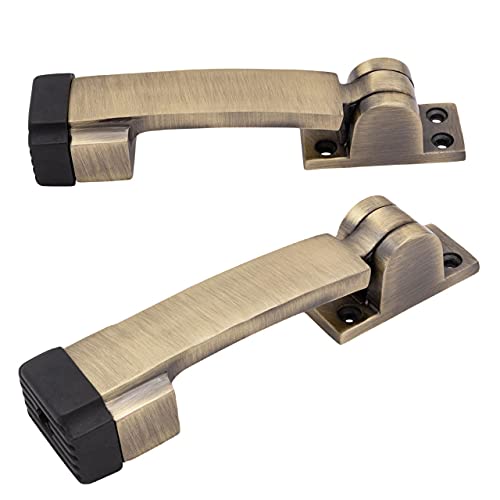Atom Door Stopper | Kickdown Door Stop with One Touch | Adjustable Height & Rubber Tip 1.5 Inches, Door Stops (Brass Antique Finish, DS001), Pack of 2 - Image 2