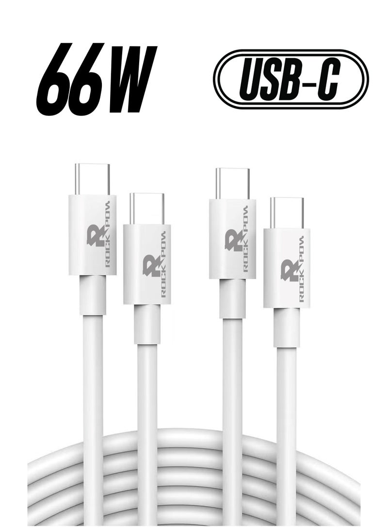 Rock Pow 2 Pcs USB C Cable 1M, 66W Power Delivery PD Fast charge Cable USB C to USB C for iPhone 15 Pro/15 Pro Max/15/15 Plus, iPad mini 6, MacBook Pro/Air, iPad Pro, Samsung S23+, Huawei P60, etc white  - Image 1