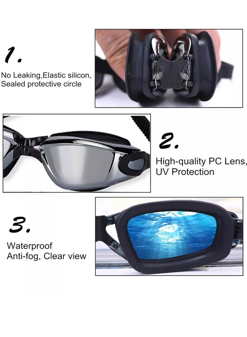 QUTOOB Professional Swimming Goggles Anti Fog & Waterproof with Ear Plugs & Nose Clip | Premium Swimming Glasses for Training, Racing, Swimming & Water | High Performance Swim Goggles - Image 4