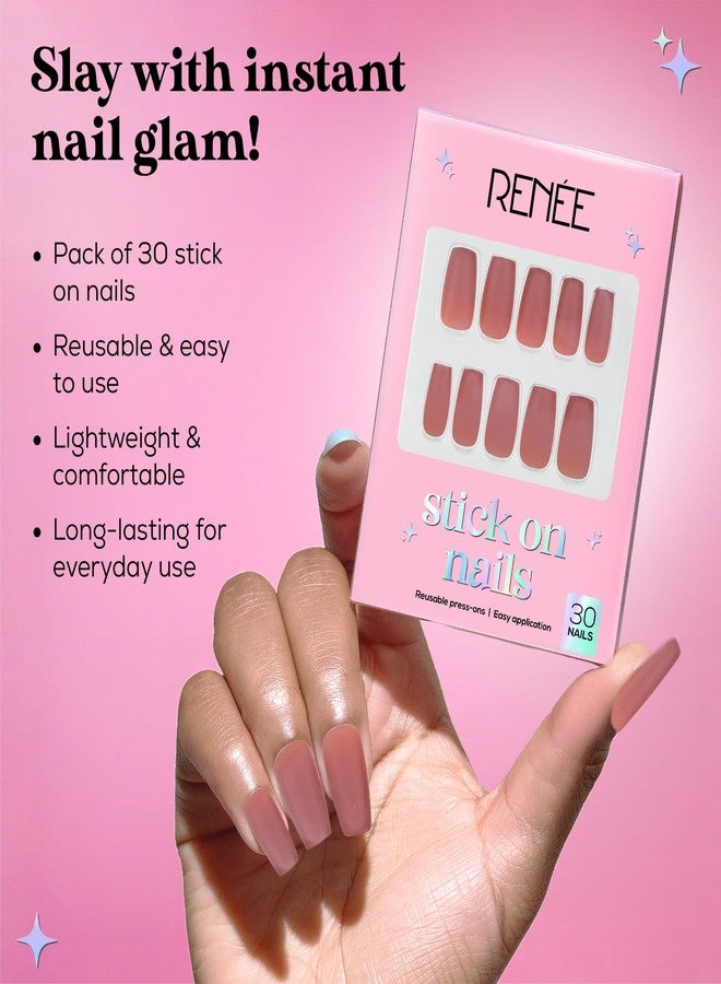 RENEE Stick On Nails Glossy Nails 09| 30 Reusable Artificial Fake Nail Set| Lightweight & Long Lasting| Easy To Use| Quick Fix For Festivals & Special Occasions - Image 3