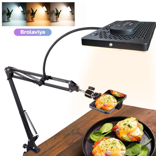 BROLAVIYA Overhead Video Mobile Stand with 11 inch Video led Light 2700 to 5500k with Remote Control, Metal Arm,1/4" Ball Head for Camera,Gopro,with Mobile Bracket and Flexible Clip Arm - Image 4