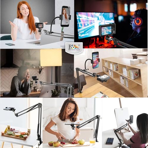 BROLAVIYA Overhead Video Mobile Stand with 11 inch Video led Light 2700 to 5500k with Remote Control, Metal Arm,1/4" Ball Head for Camera,Gopro,with Mobile Bracket and Flexible Clip Arm - Image 5