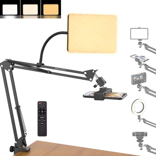 BROLAVIYA Overhead Video Mobile Stand with 11 inch Video led Light 2700 to 5500k with Remote Control, Metal Arm,1/4" Ball Head for Camera,Gopro,with Mobile Bracket and Flexible Clip Arm - Image 1