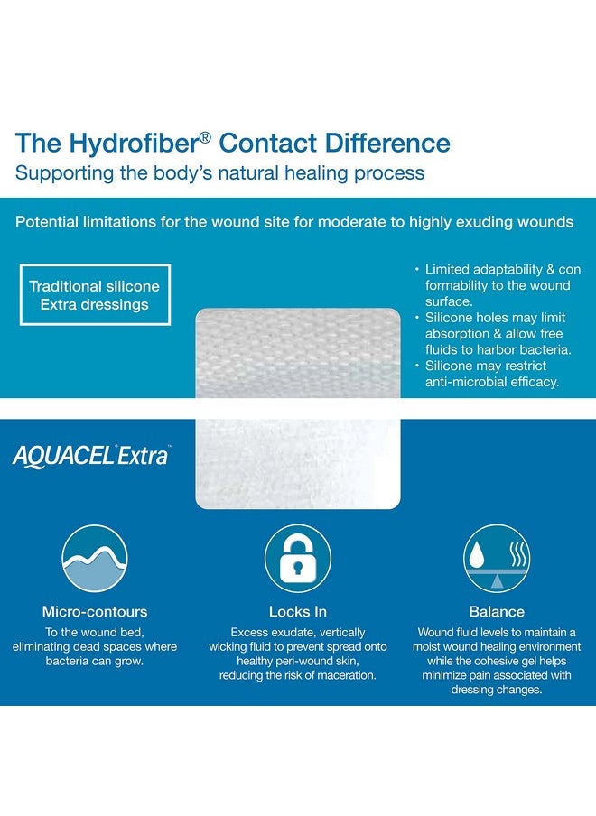 convatec ConvaTec AQUACEL Extra 6"x6" Hydrofiber Absorbant Dressing for Moderate to Highly Exuding Wounds, Non-Woven Two-Dimensional Strengthening Fibers, Square, 5ct Box  - Image 5