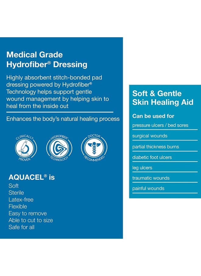 convatec ConvaTec AQUACEL Extra 6"x6" Hydrofiber Absorbant Dressing for Moderate to Highly Exuding Wounds, Non-Woven Two-Dimensional Strengthening Fibers, Square, 5ct Box  - Image 2