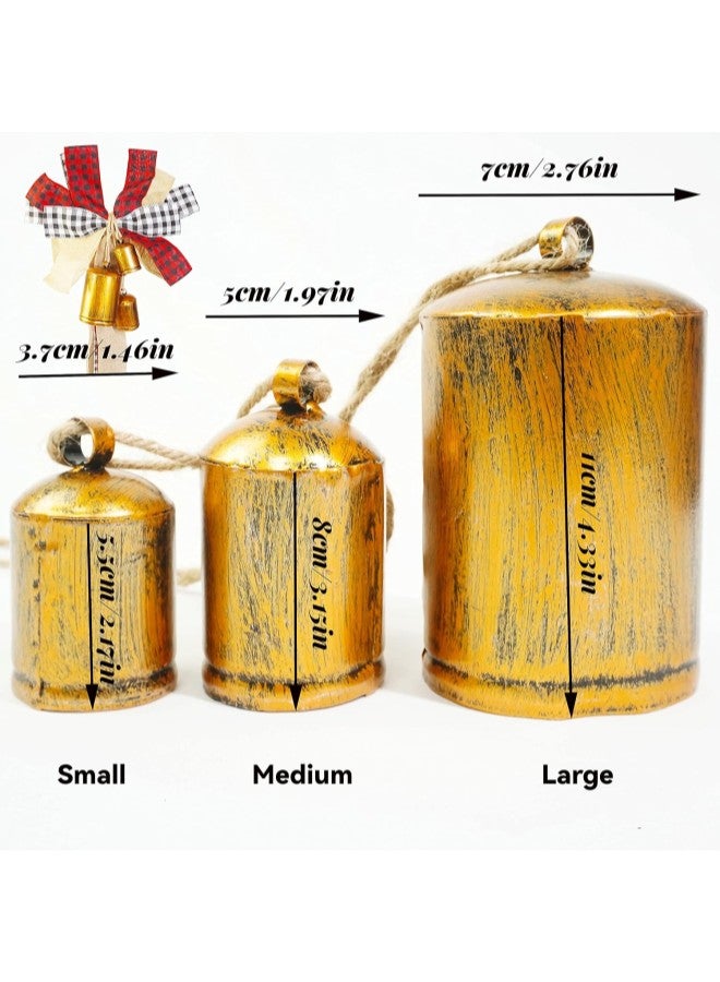 1/2-Packs  Bells for Decoration, Set of 3 Gold Bells Hanging  Decorations, Gold  Bells Gift for Hanging, Rustic Vintage Iron Bells (Set of 3, 1 Pack)  - Image 2