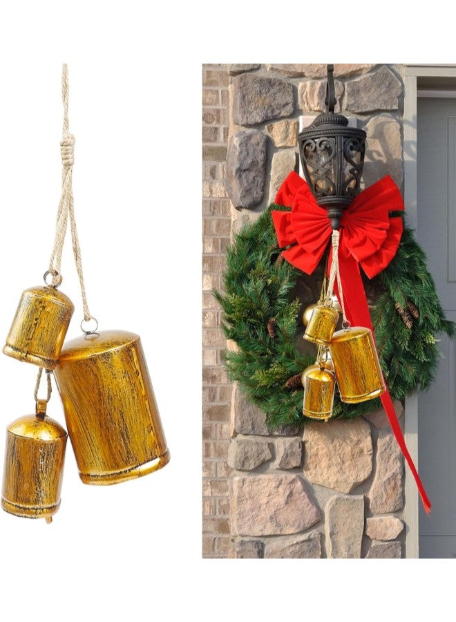 1/2-Packs  Bells for Decoration, Set of 3 Gold Bells Hanging  Decorations, Gold  Bells Gift for Hanging, Rustic Vintage Iron Bells (Set of 3, 1 Pack)  - Image 1