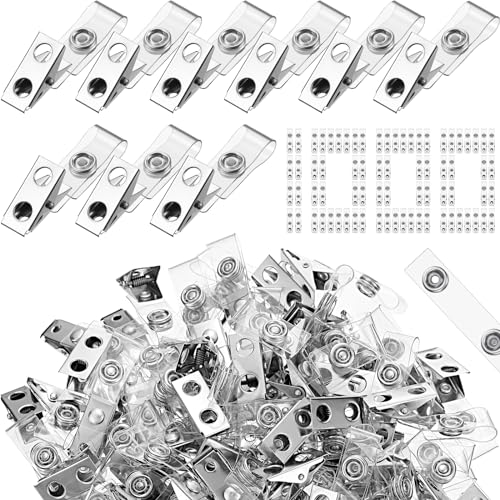 Seajan 1000 Pcs Metal Badge Clips Bulk Double Hole Name Tag Clips with Clear PVC Straps Alligator ID Strap Clips for ID Cards Holders Office School Supplies - Image 1