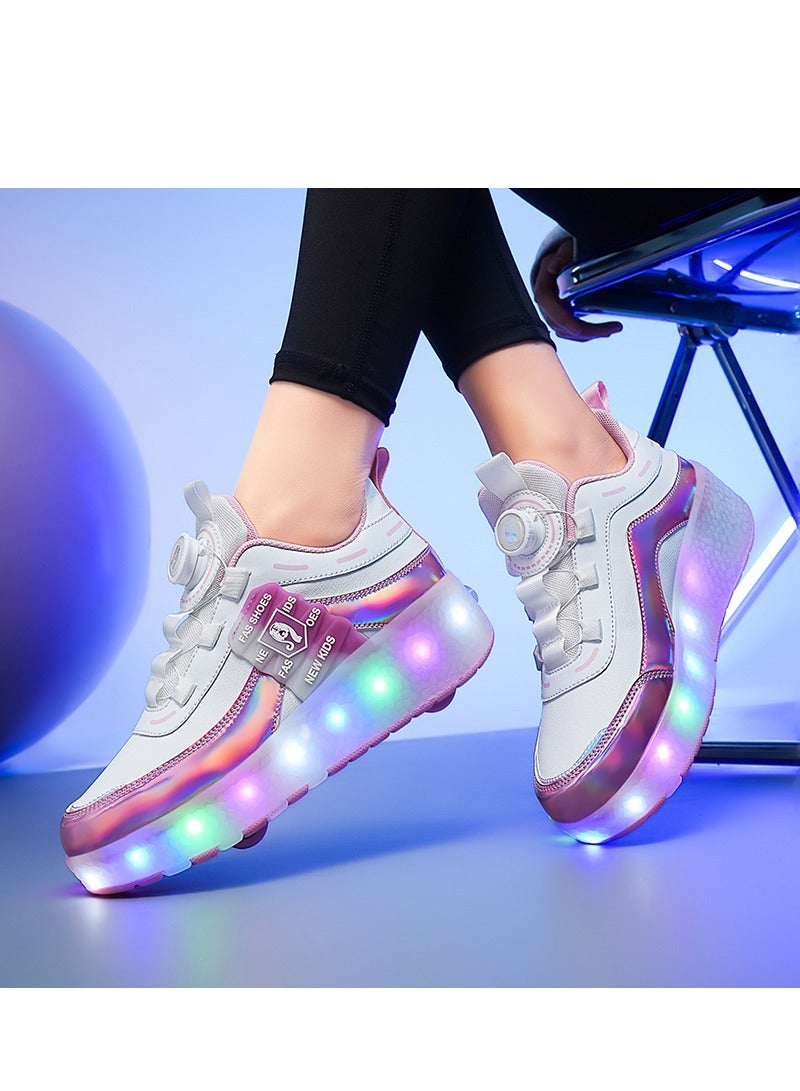 Loquat LED Flash Light Sneaker Skate Shoes with Wheels USB Charging Roller Skates Shoes - Image 5