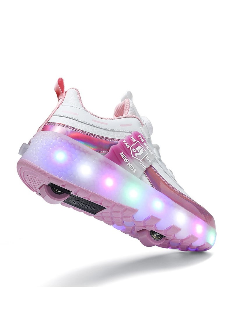 Loquat LED Flash Light Sneaker Skate Shoes with Wheels USB Charging Roller Skates Shoes - Image 3