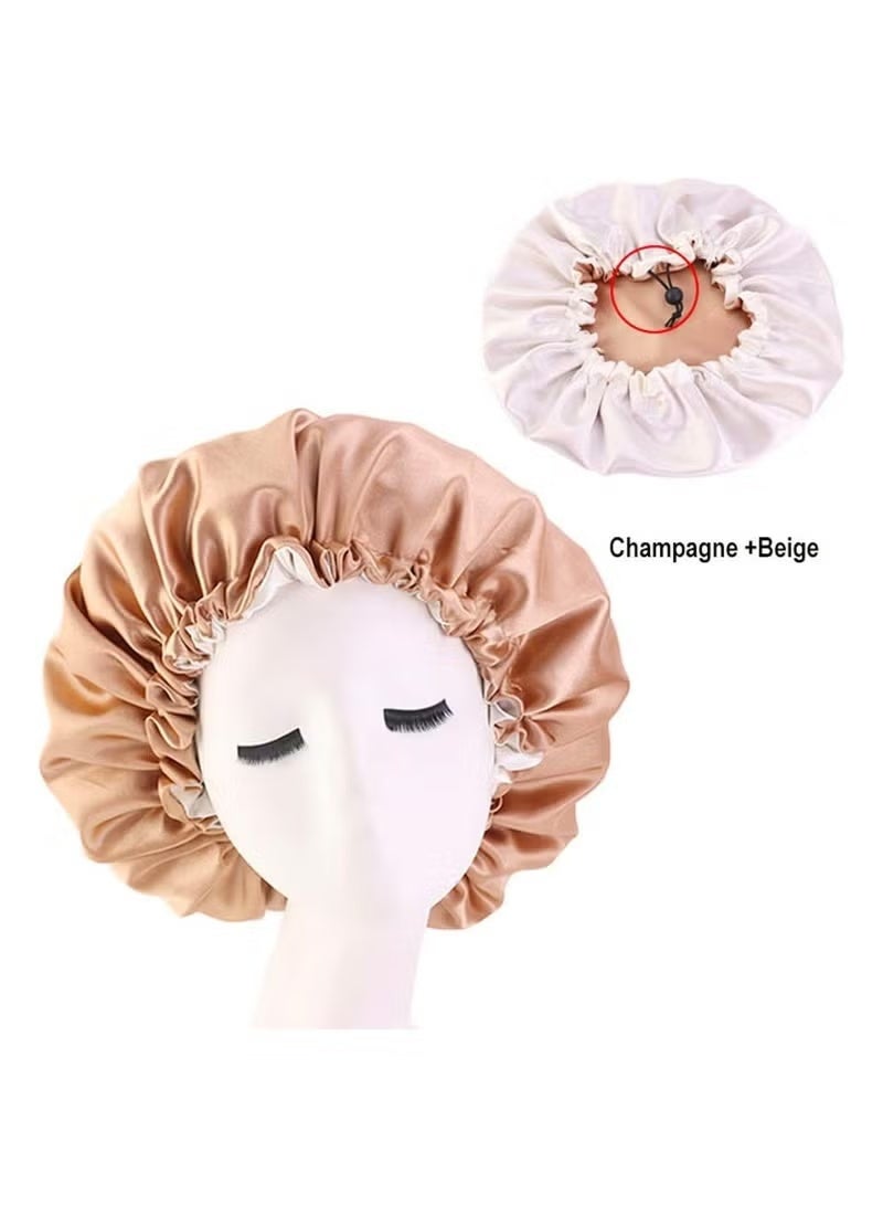 قبعة نوم نسائية من الساتان قابلة للتعديل والعكس - قبعة نوم ناعمة مزدوجة الجوانب، تحمي الشعر الطبيعي، ألوان متنوعة - Image 2