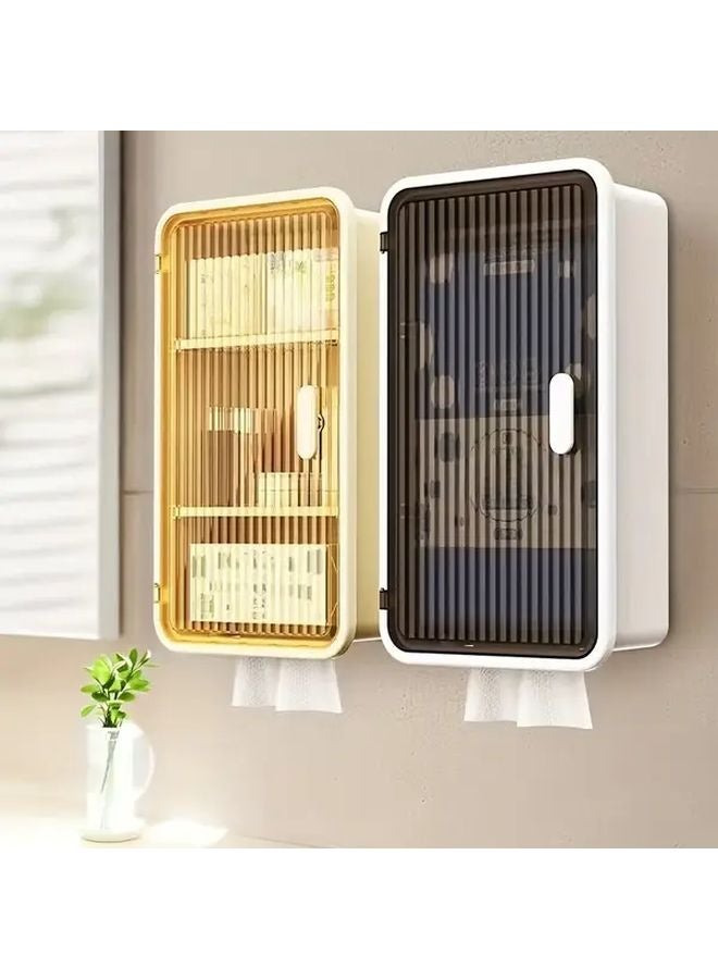 White Interlayer Toilet Paper Storage Box Wall Mounted Bathroom Organizer Space Saving Design - Image 2