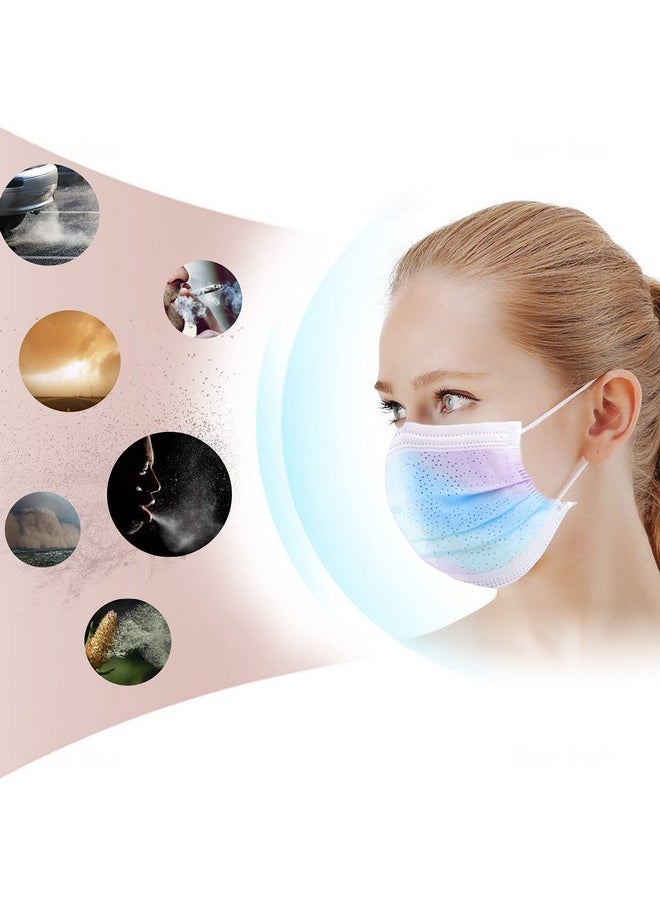 NiHealth NiHealth Adult Glitter Disposable Fashion Face Masks, Tomorotec 30PCS Mesh Cool Touch Feel Stylish Icy Fabric 4 Layers for Sensitive Skin, Wrapped in Breathable Non-Woven Fabric (3 Gradient Colors)  - Image 5
