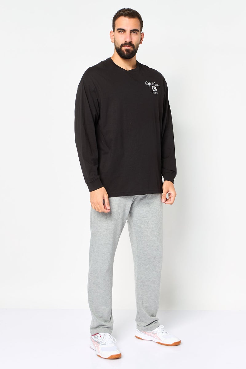 PUMA سويت شيرت خارجي بأكمام طويلة للرجال بتصميم مريح، أسود - Image 3