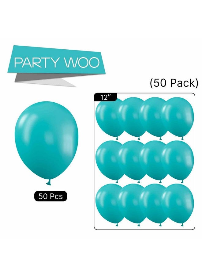 PartyWoo Teal Blue Balloons, 50 Pcs 12 Inch Teal Balloons, Turquoise Balloons For Balloon Garland Or Balloon Arch As Birthday Party Decorations, Wedding Decorations, Baby Shower Decorations, Blue-Y17  - Image 5