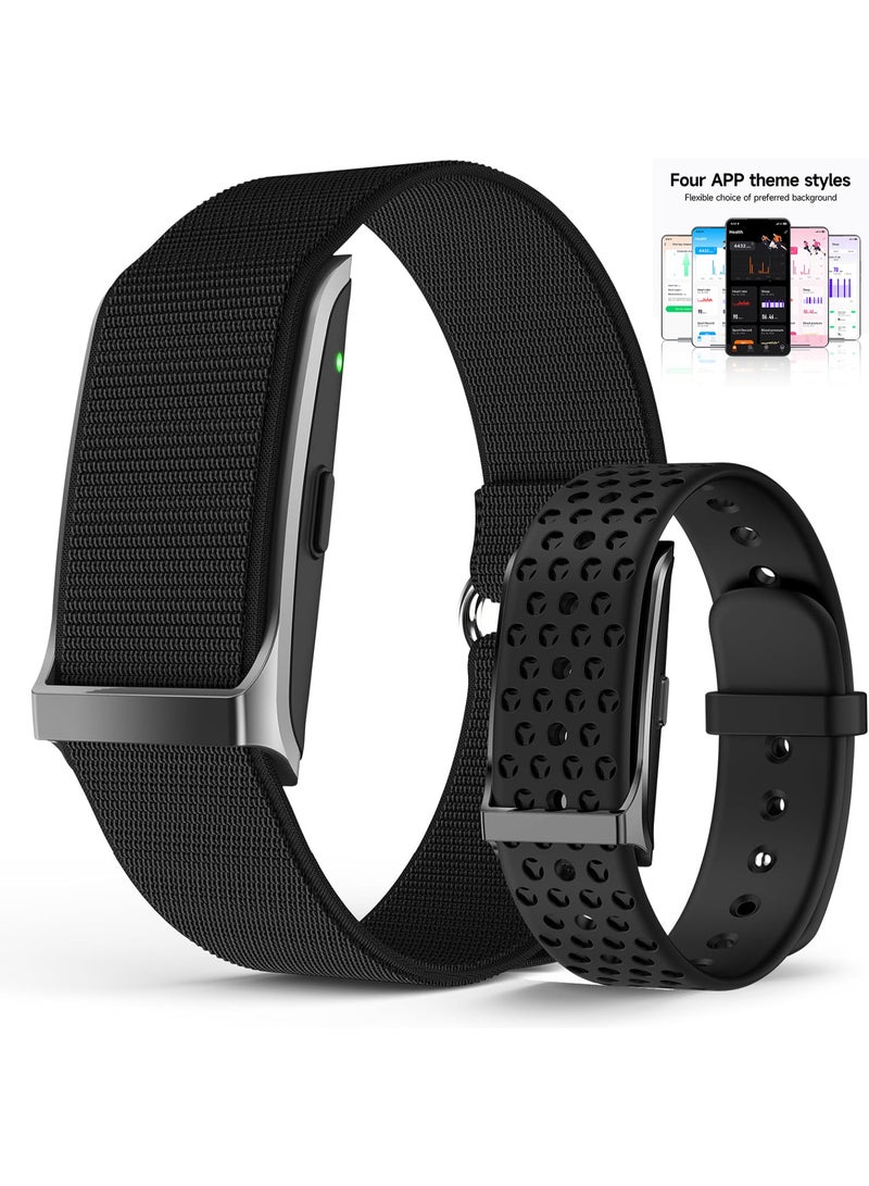 Fitness Trackers/Smart Bracelet for Men Women, Wearable Activity & Fitness Tracker Band, 24H Sleep Tracker, All-Day Continuous Heart Rate Blood Pressure Stress HRV Monitor, 170+ Sport Modes, Free APP and 2 pcs Bands(Black) - Image 1