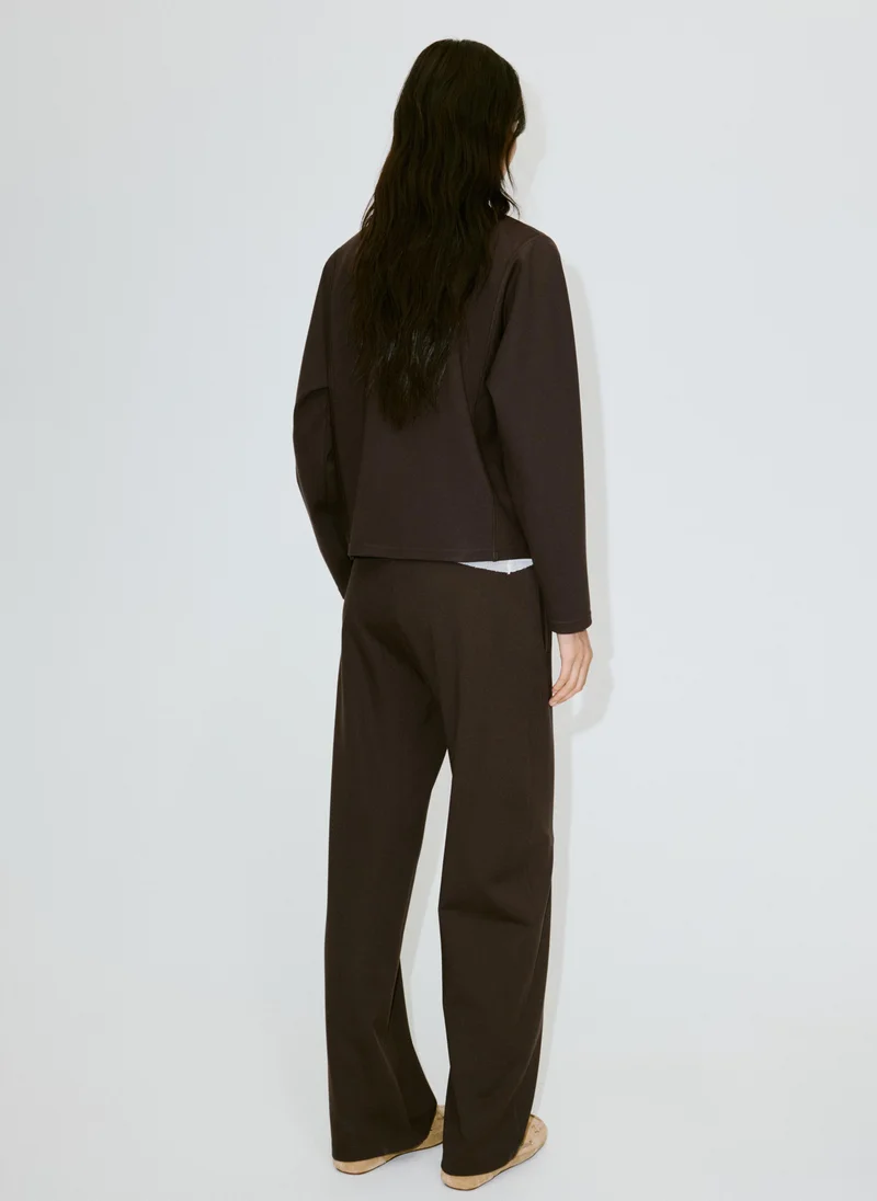 Mango 30-MARRON Fine-Knit Straight-Fit Trousers for Women | Best Price UAE