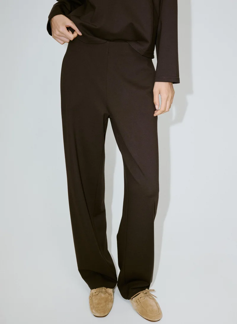 Fine-Knit Straight-Fit Trousers