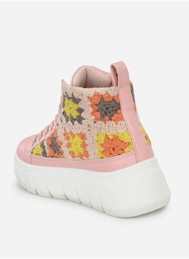Fresh Feet Crochet Insert High Top Lace-Up Sneakers  - Image 5