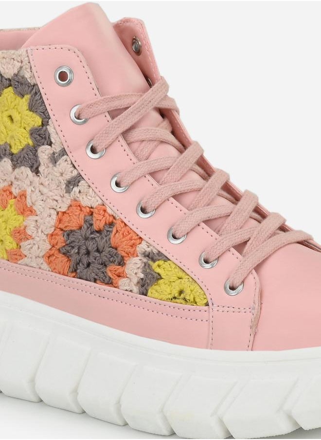 Fresh Feet Crochet Insert High Top Lace-Up Sneakers  - Image 3