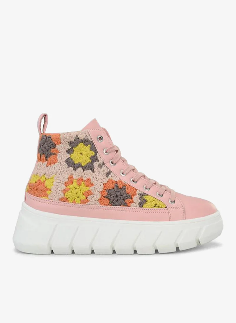 Fresh Feet  Crochet Insert High Top Lace-Up Sneakers for Women | Best Price UAE