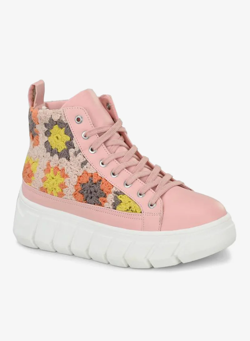 Fresh Feet Crochet Insert High Top Lace-Up Sneakers
