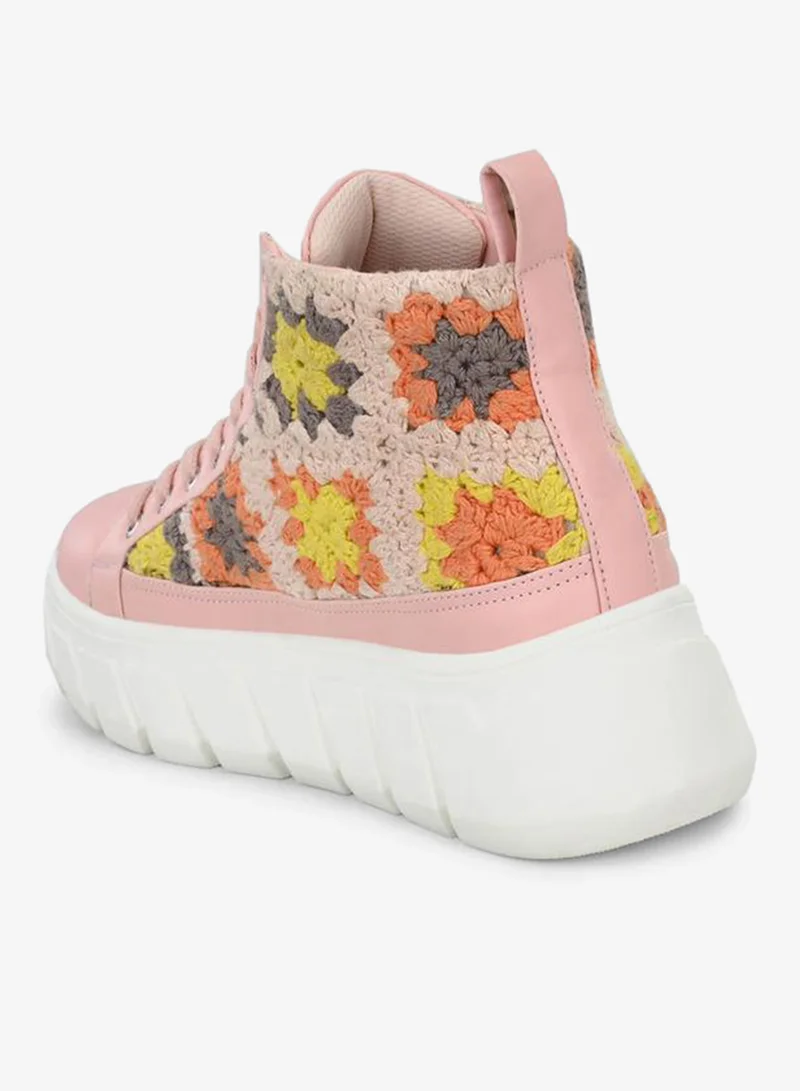Fresh Feet  Crochet Insert High Top Lace-Up Sneakers for Women | Best Price UAE