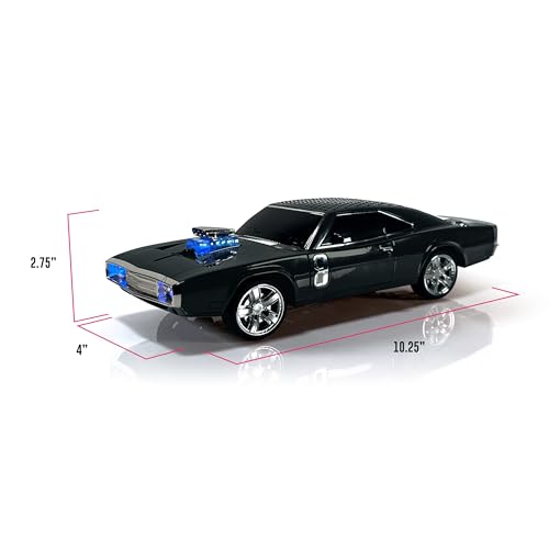 QFX Bluetooth 1968 Retro Muscle Car Replica Speaker, Dual 2-inch Speakers, Hands Free Link, Built-in Microphone, FM Radio and LED Party Lights, Black - BT-1968-BLK - Image 2